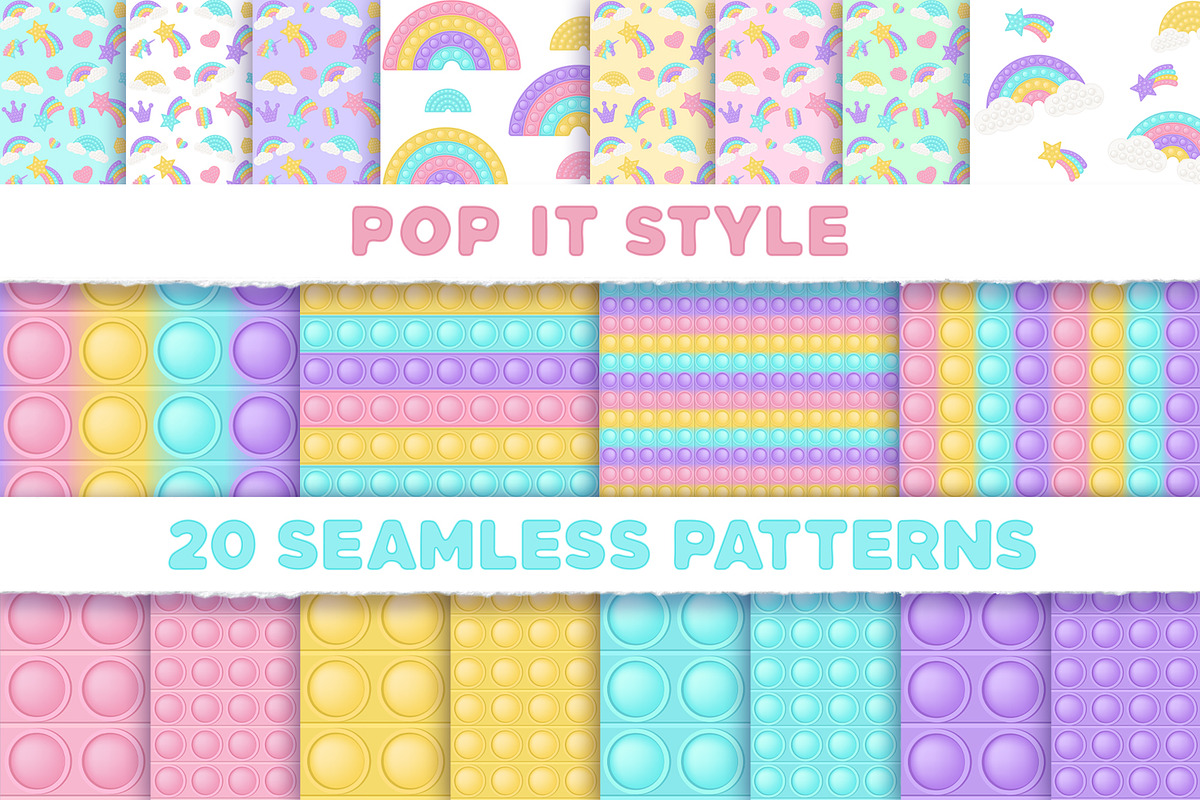 Pop it Fidget Toy Pastel Pattern set, a Pattern Graphic by VectoriyA (Photo 1 of 8)