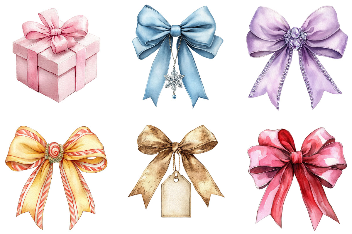 Coquette Christmas Bow Clipart, an Illustration by DreamArtGraphic (Photo 4 of 5)