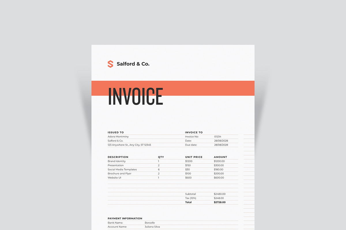 Minimalist Business Invoice Template, a Stationery Template by Amit Debnath (Photo 2 of 3)