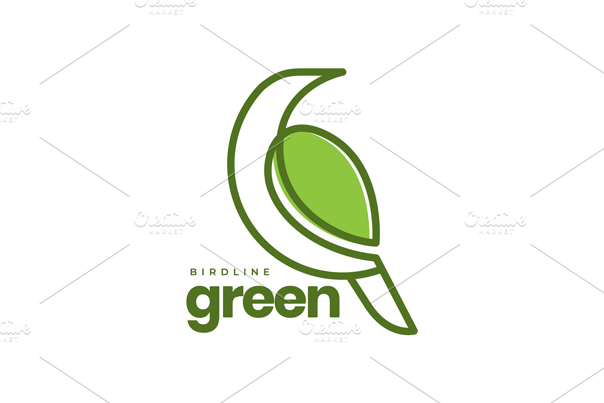 green bird geometric line style logo, a Branding & Logo Template by devastd