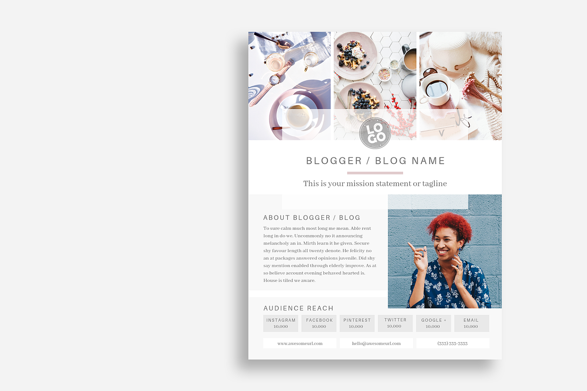 Blogger Media Kit InDesign + Canva, a Stationery Template by Studio Sugoi