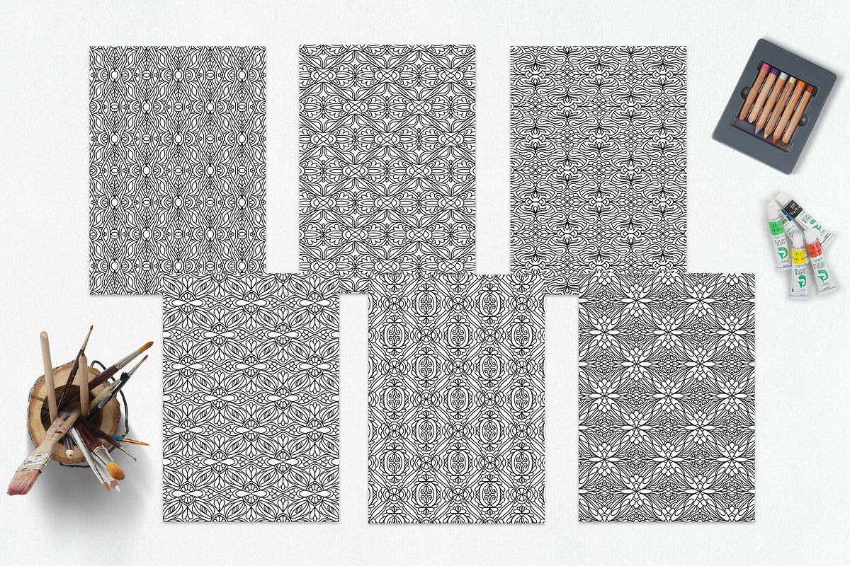 Patterns for coloring PDF,JPG vol-09, a Brochure Template by dnapslvsk (Photo 4 of 6)