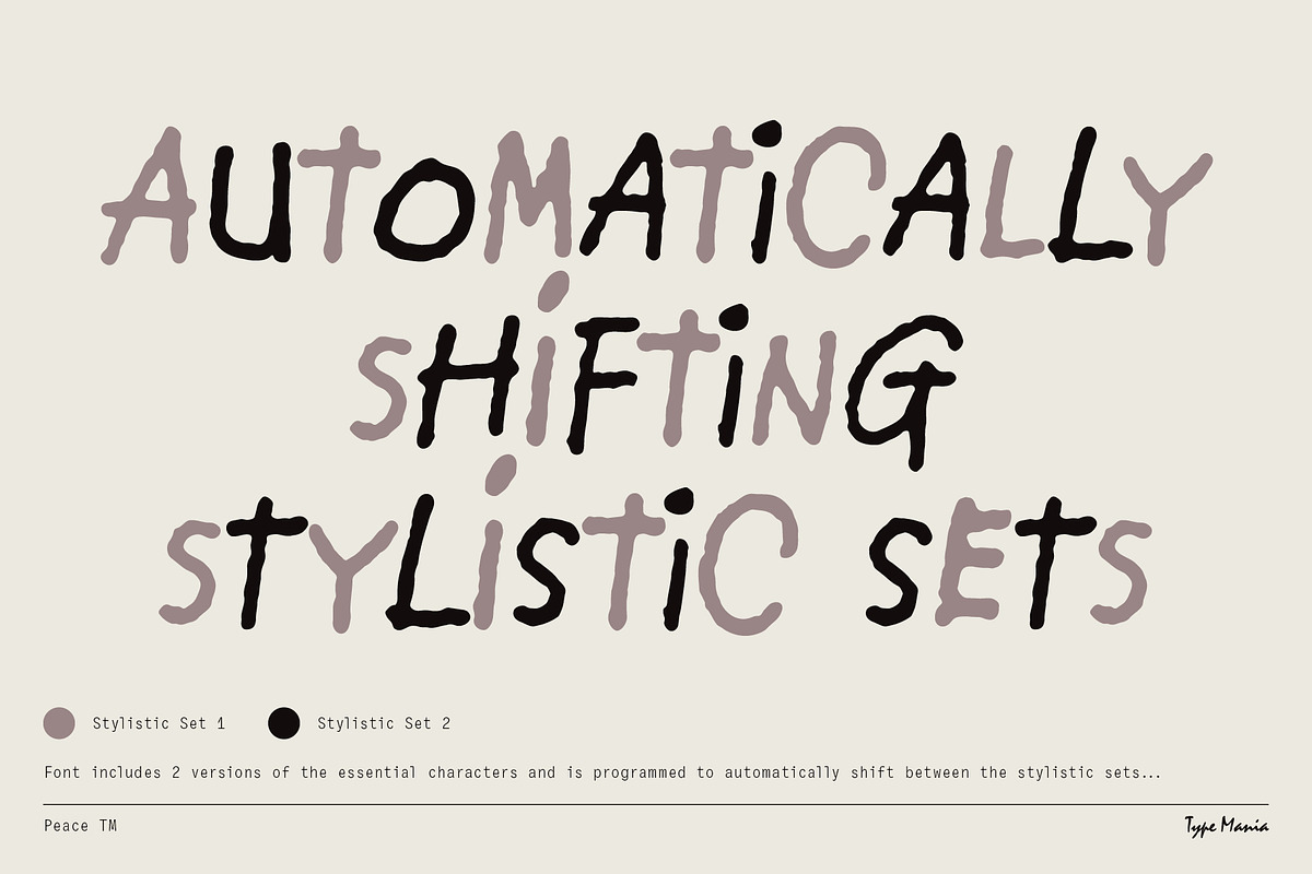 Peace TM – Automatic Script, a Handwritten Font by Type Mania (Photo 3 of 14)