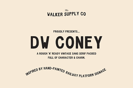 DW Coney - Vintage Hand-Painted Font, a Font by Walker Design Co.