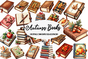 Watercolor Autumn Books Clipart, an Illustration by Daily.Designs (Thumbnail 1 of 5)