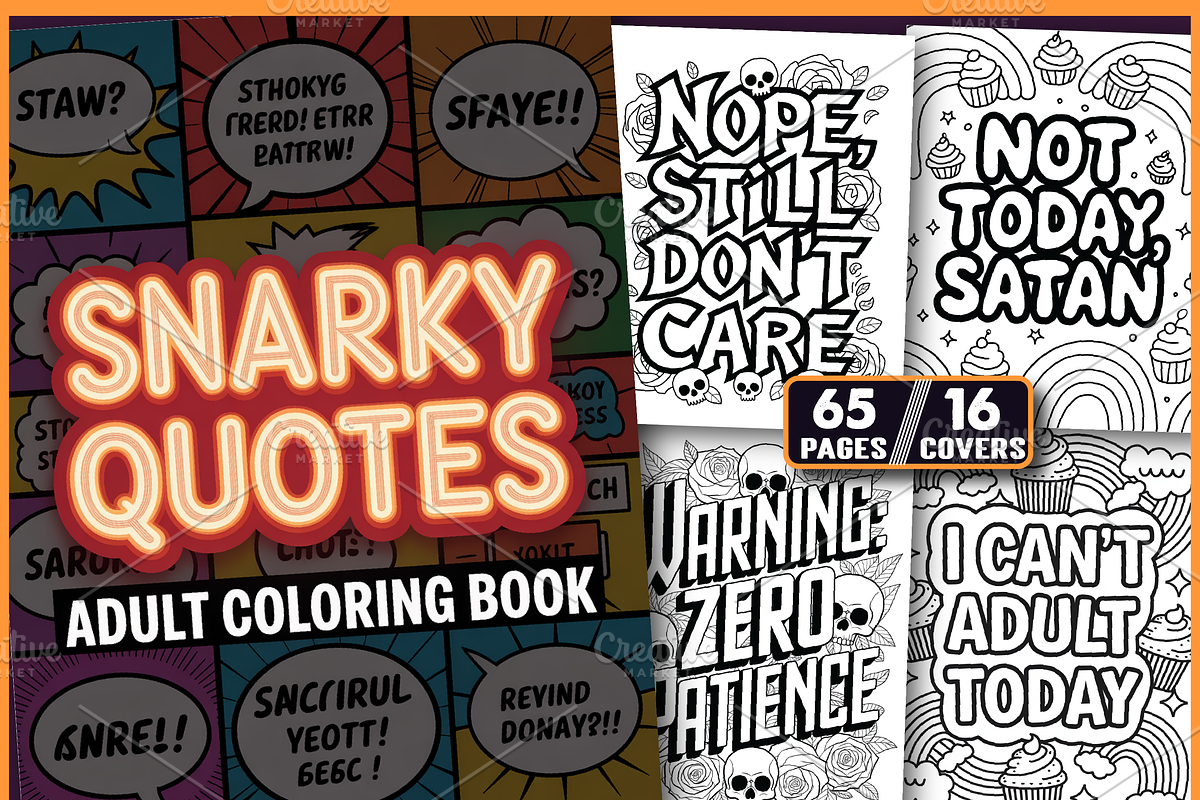 Snarky Saying Quotes Coloring Book, an Education Illustration by Ink ...