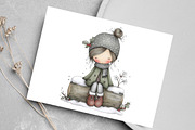 Cute Holly Girl Clipart Bundle, an Illustration by Canvas Craft (Thumbnail 5 of 7)