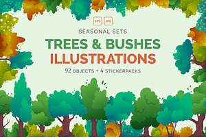 Trees and Bushes Illustration, a Graphic by 35lab