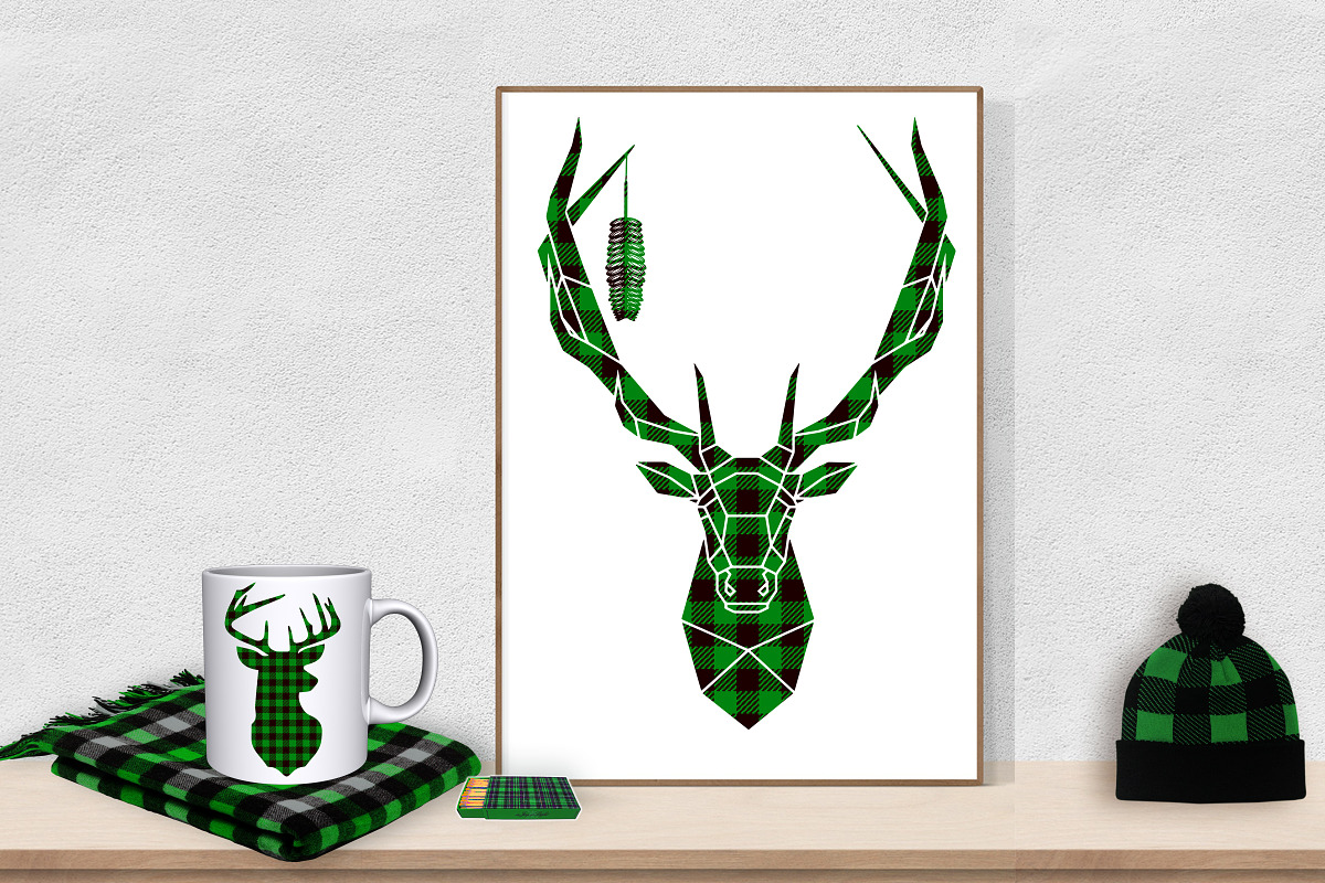 Green Buffalo Plaid Deer/Antlers, an Illustration by FrankiesDaughtersDesign (Photo 5 of 5)