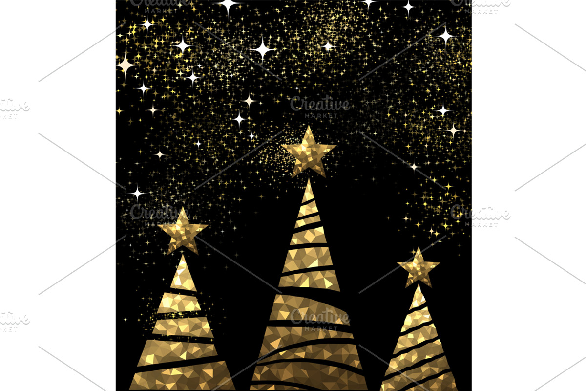 Golden Christmas trees set, a Decorative Illustration by Vjom (Photo 8 of 12)
