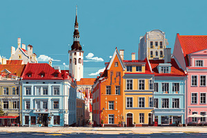 Colorful buildings on city street, a Photo by Beautiful things