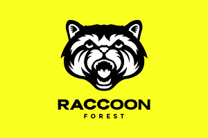 raccoon roar wildlife mascot logo, a Branding & Logo Template by devastd