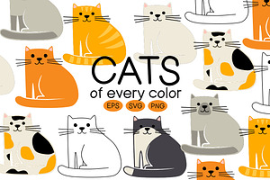 Cats of Every Color EPS SVG PNG, an Animal Illustration by JennArtDesigns