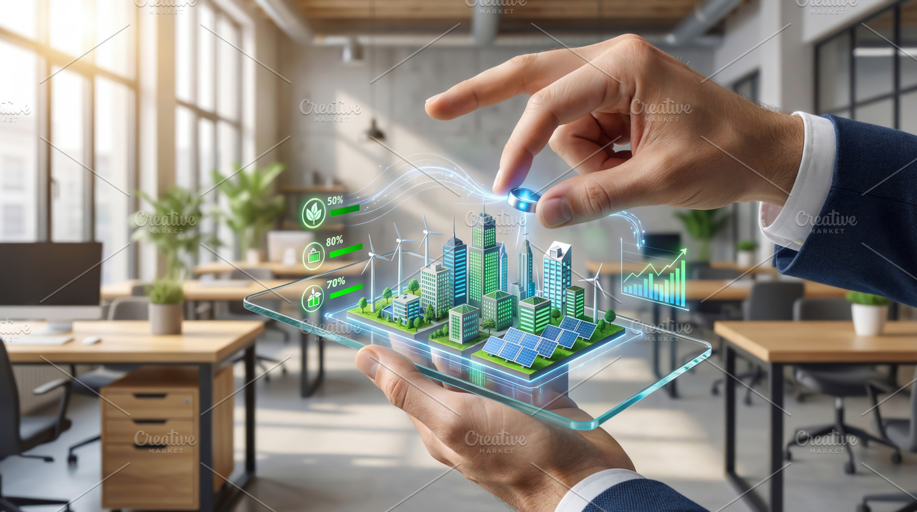 Futuristic smart city, a Business Photo by Shootdiem