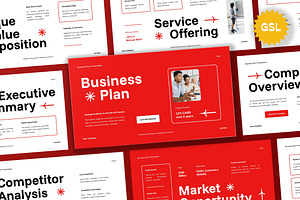 Red White Business Plan Google Slide, a Presentation Template by Aiyari Graphic