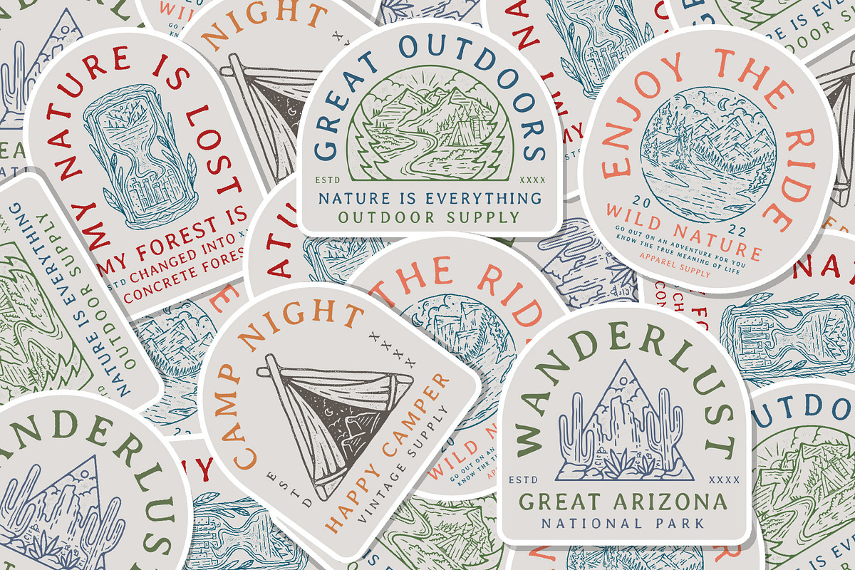 Vintage Outdoor Line Art Badge, an Object Graphic by Sandewo (Photo 7 of 13)