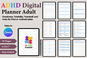 Digital ADHD Planner Adult Canva