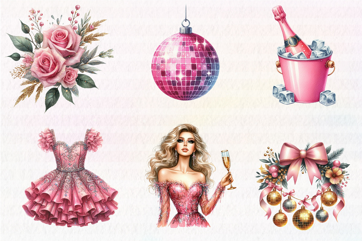 Coquette New Year's Party Clipart, an Illustration by CreationArt (Photo 5 of 5)