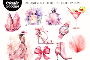 Pink Fashion Watercolor Clipart