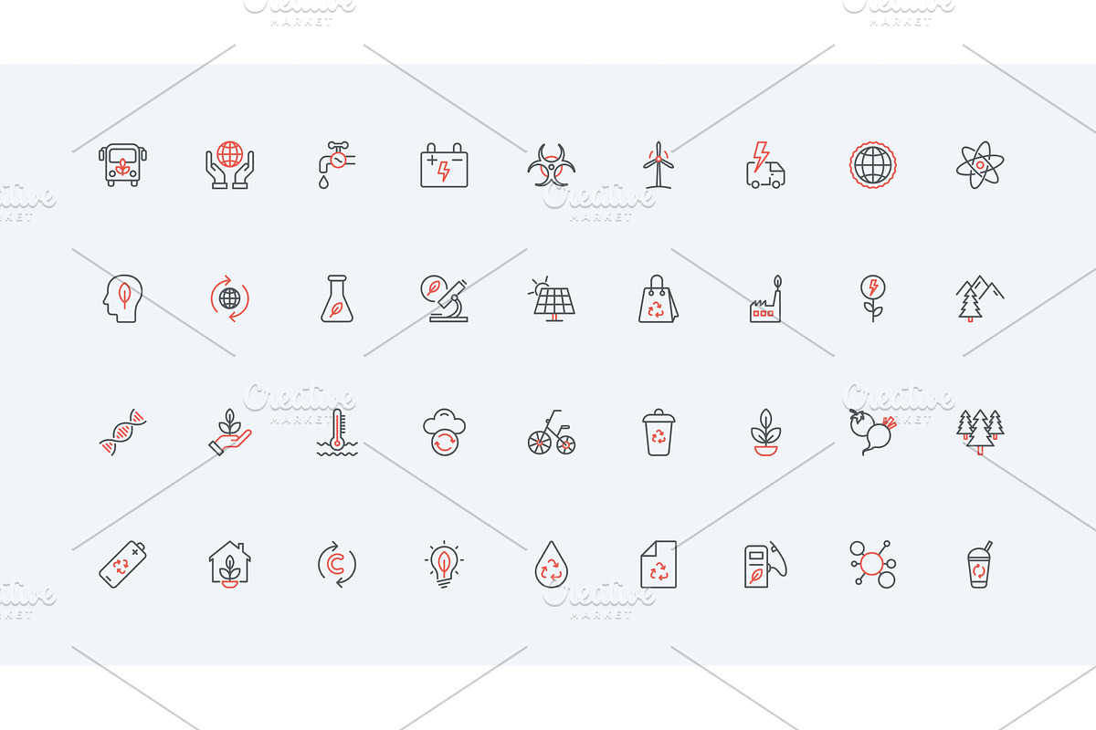 Ecology environment protection icons, an Illustration by Lemberg Vector
