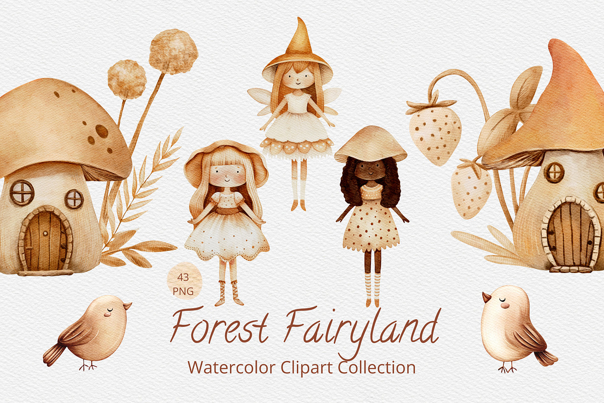 Forest Fairyland Watercolor clipart, an Object Graphic by NikiArts (Photo 1 of 10)