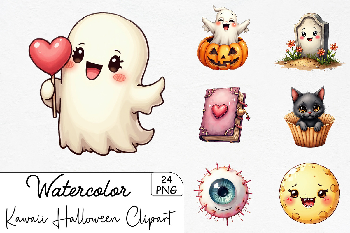 Kawaii Halloween Clipart Bundle, an Illustration by CrexoraLab (Photo 1 of 5)