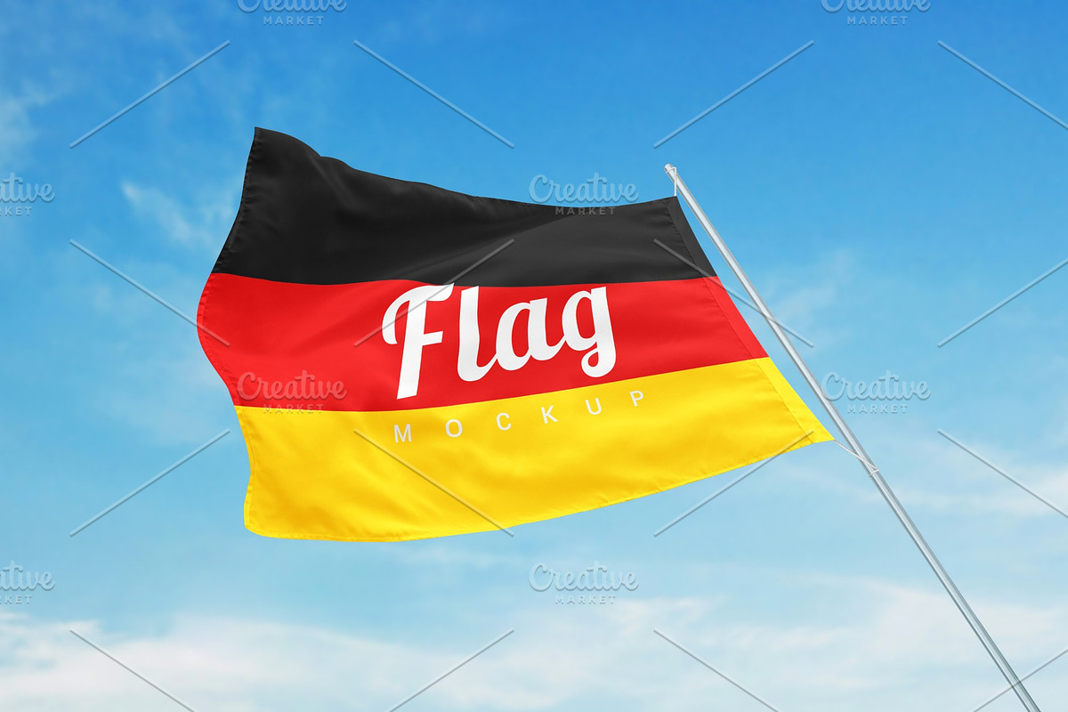 Waving Flag Mockup, an Advertising Mockup by RSplaneta (Photo 1 of 2)