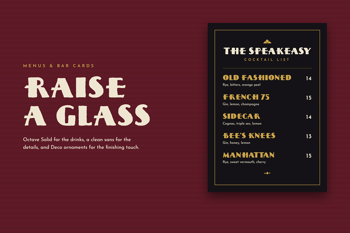 Octave 2.0 | An Art Deco Font Family, a Sans Serif Font by Lauren Hodges (Photo 5 of 13)