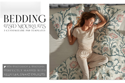 Bedding with Smart Objects, a Product Mockup by mock-ups