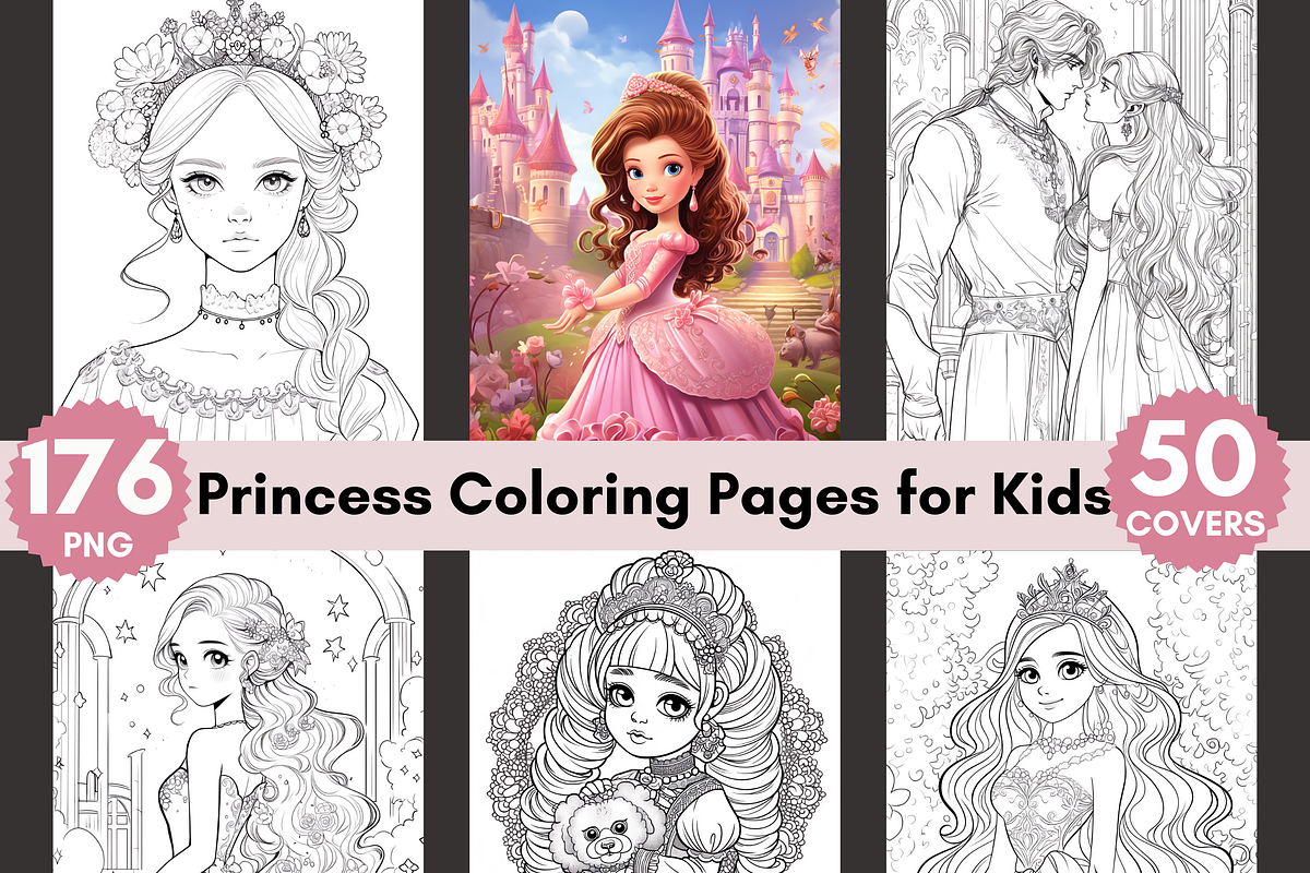 Princess Coloring Pages for Kids, a Brochure Template by LA Design (Photo 1 of 10)