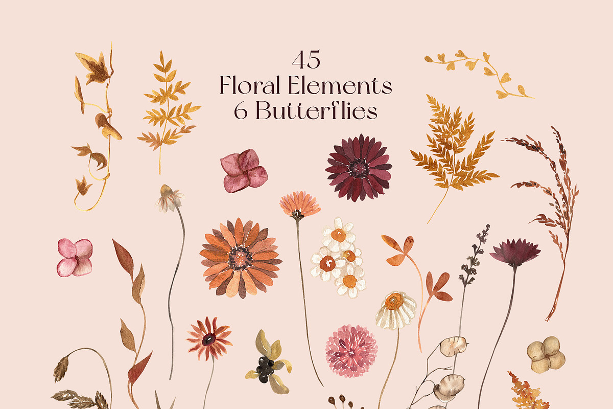 Everlasting Fall Pressed Wildflowers, a Seasonal Illustration by Catch the Dream Art (Photo 9 of 13)
