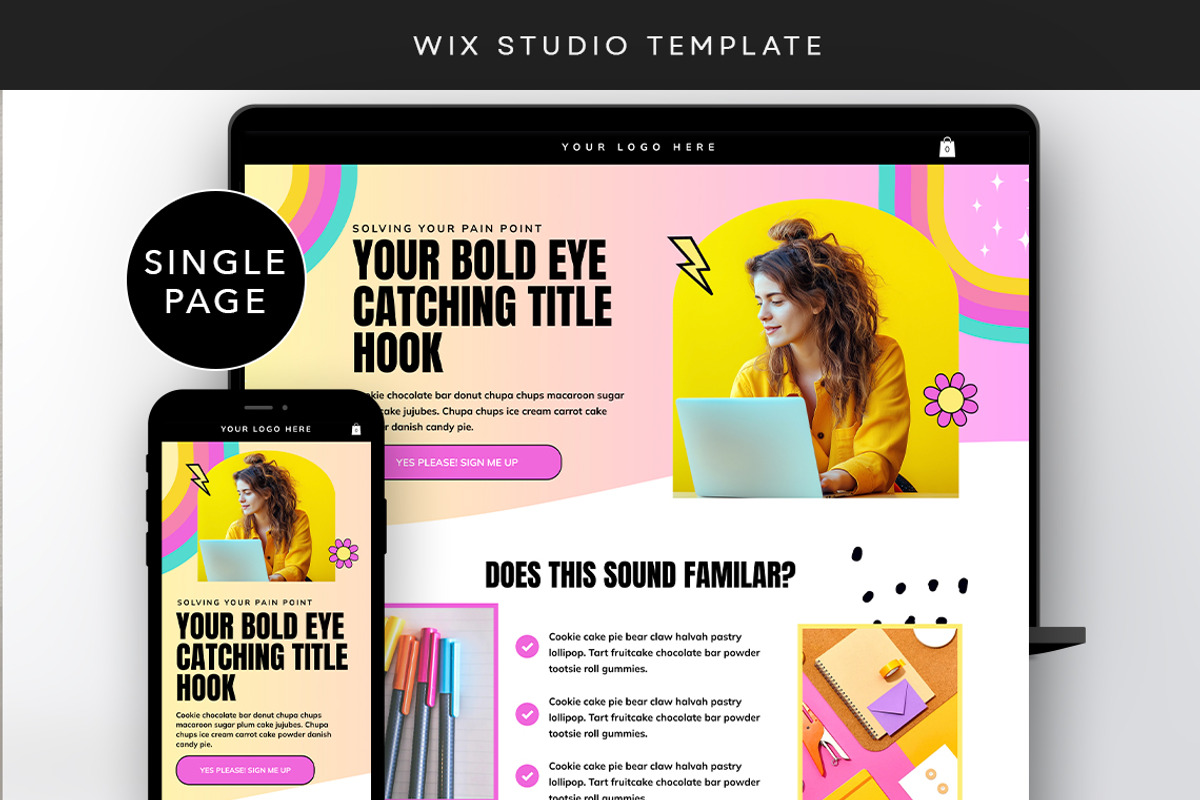 Colorful Wix Studio Sales Page, a Wix Template by Template Twist Shop (Photo 1 of 10)