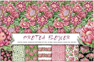 Protea seamless digital paper