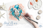 SERENITY | Watercolor ocean set, an Animal Illustration by Tanya Vollar (Thumbnail 8 of 13)