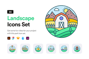 Landscape Icon Set, a Duotone Icon by Brickclay