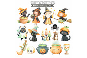 Watercolor Halloween Clipart Bundle, an Illustration by CharmClipart (Thumbnail 2 of 9)