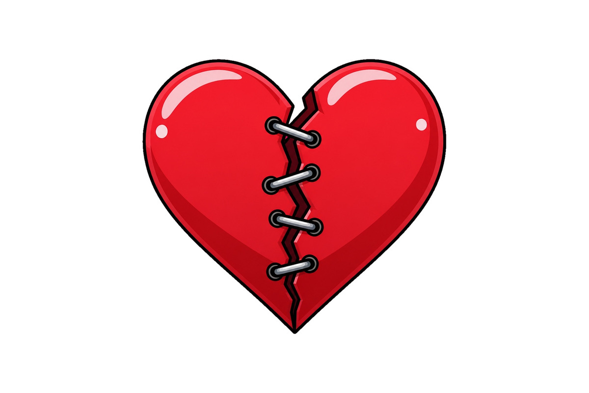 Broken red heart stitched together, an Object Illustration by ZinetroN (Photo 1 of 3)