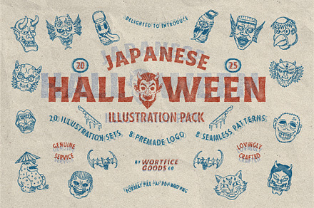 Japanese Halloween Illustration Pack, a Branding & Logo Template by Wortfice