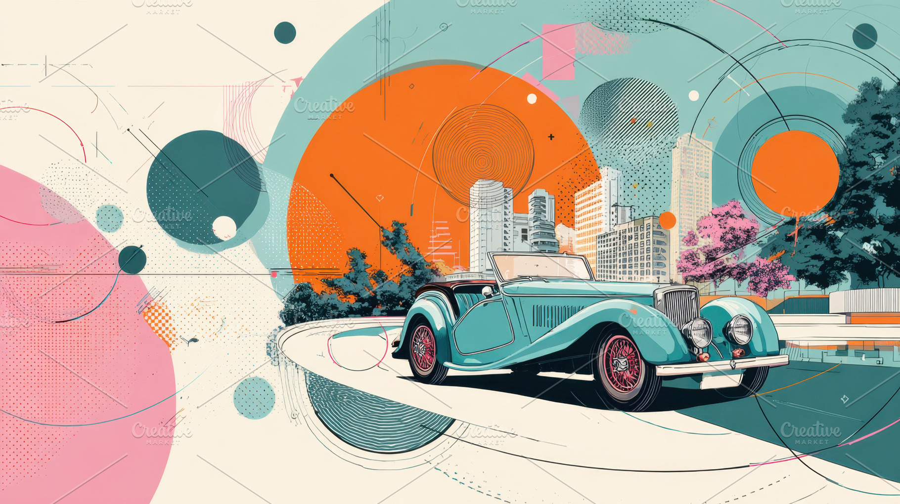 Vintage car on city road, a Photo by Beautiful things