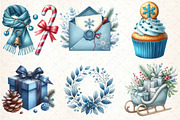 Cozy Christmas Blue Clipart, an Illustration by DreamCafeArt (Thumbnail 2 of 7)