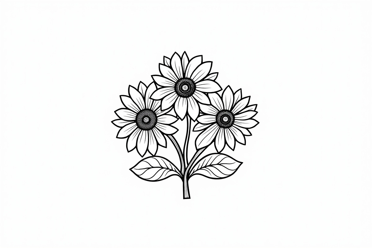 Flower Line Art Coloring Pages Set, an Illustration by jahid234 (Photo 7 of 9)