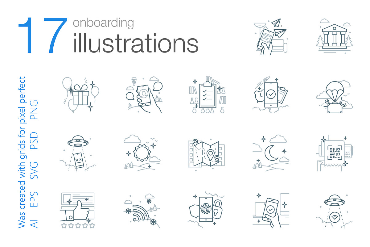 Onboarding icons-illustrations, an Outline Icon by LAFS (Photo 2 of 2)