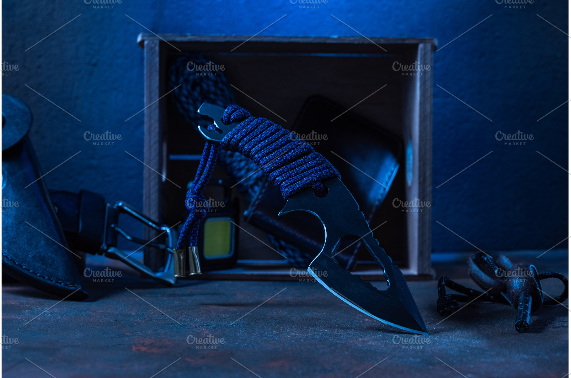 A knife with a fixed blade against, an Industrial Photo by Stockphoto by vzwer
