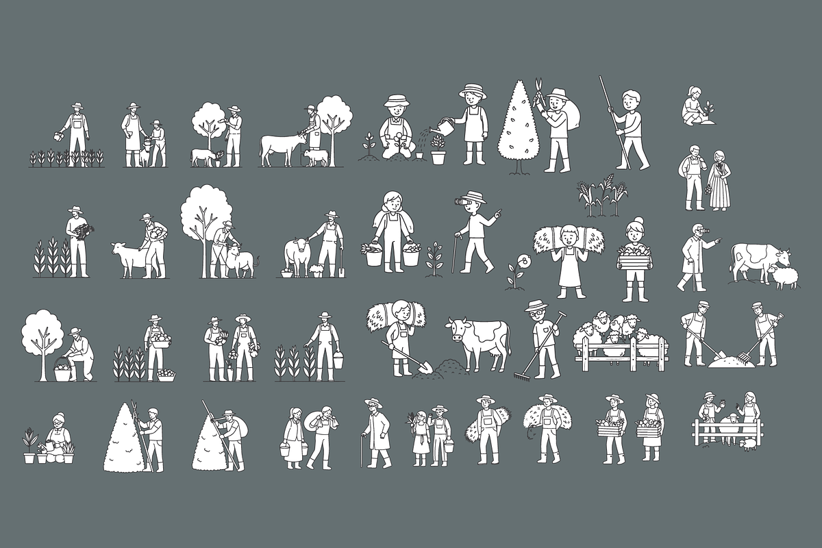 People Farming Activities Vector Set, a Person Illustration by MkStudio