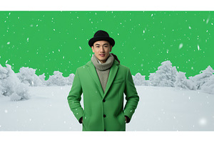 hat snow green screen ai generated, a Technology Photo by pikepicture