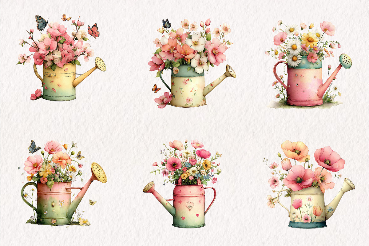 Watercolor Watering Can Clipart, an Illustration by CreationArt (Photo 5 of 7)