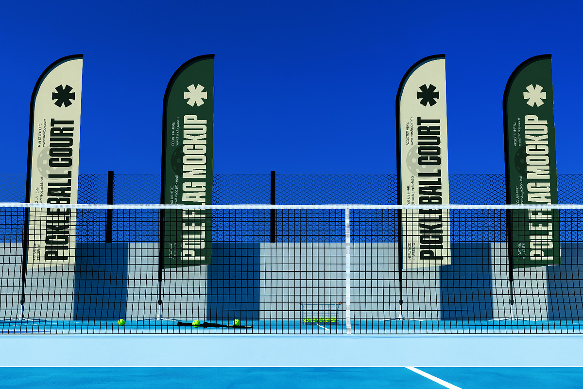 Pickleball Court Pole Flag Mockup, an Advertising Mockup by herutage (Photo 2 of 4)