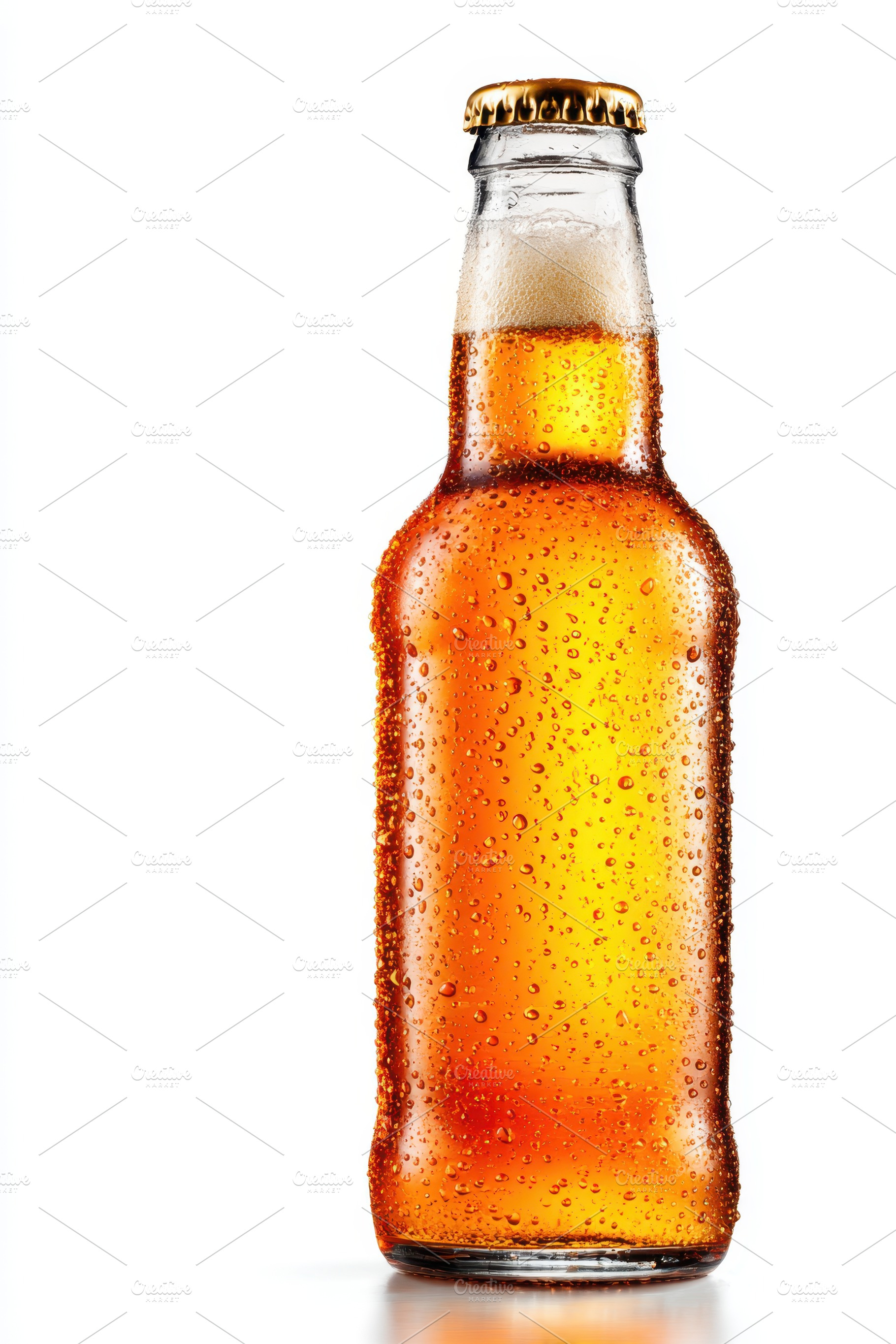 Cold amber beer bottle with condensation, a Food & Drink Photo by AlyaAnd