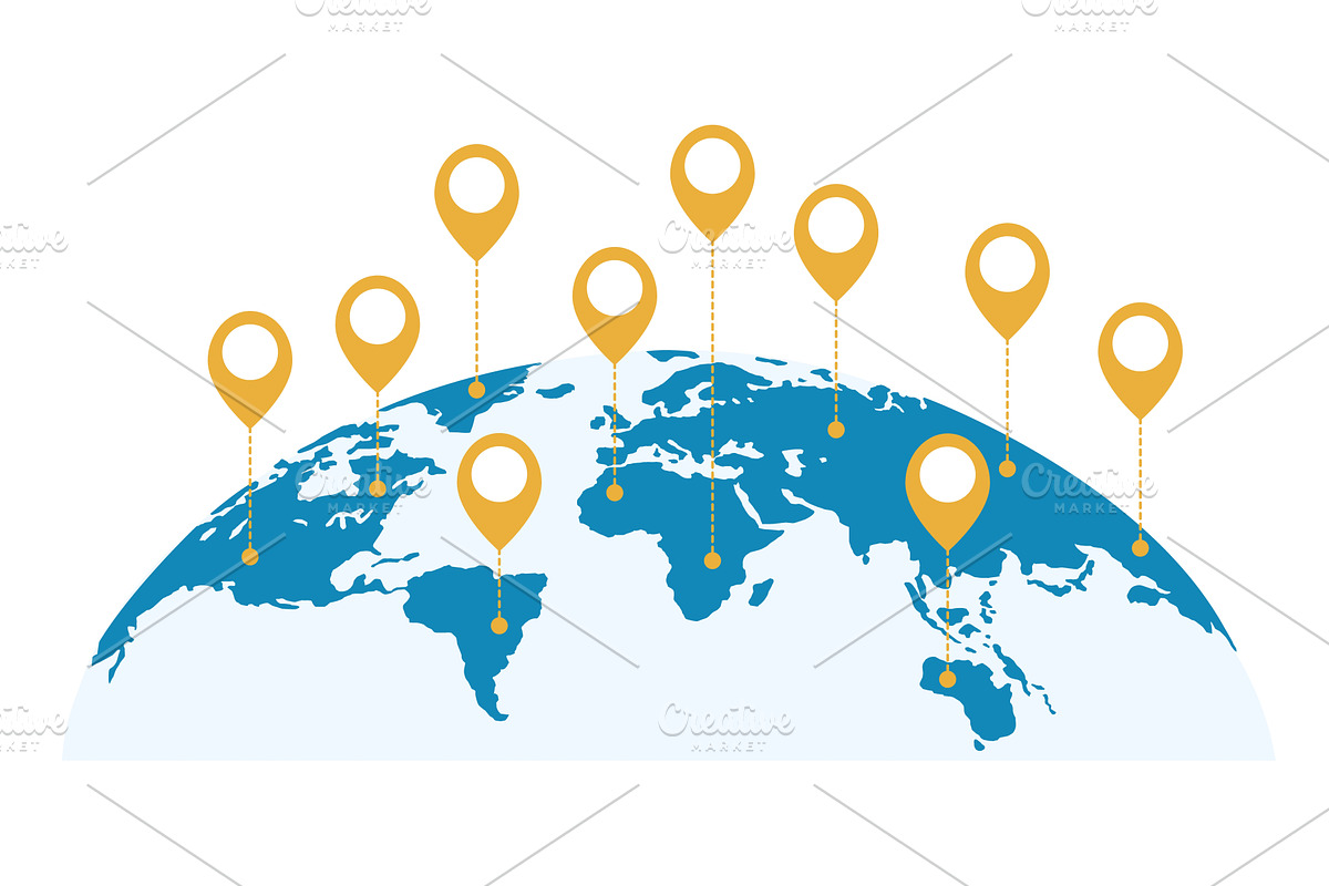 Map of Earths continents with gold, an Object Illustration by Vectorbuum