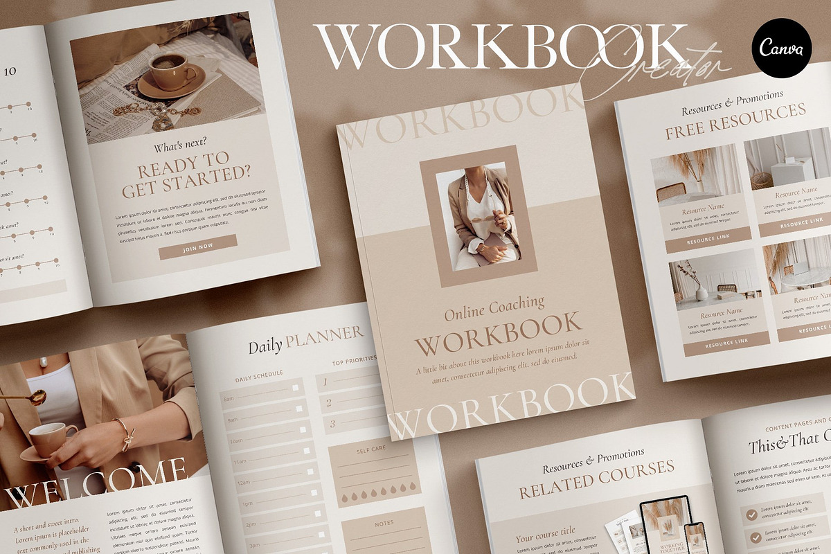 Elegant Workbook Template CANVA, a Magazine Template by Studio Loire (Photo 1 of 28)
